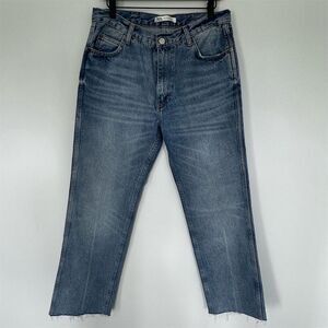 Zara Men's Regular Fit Cropped Jeans Blue Size 34